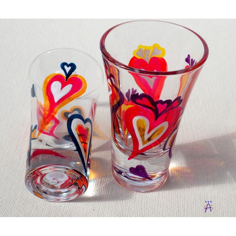 Set 2 barevných likérových skleniček